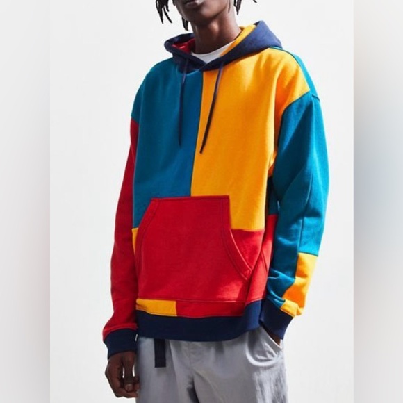 Urban Outfitters  Colorblock Hoodie patchwork Size medium Cotton Blend - Picture 1 of 8